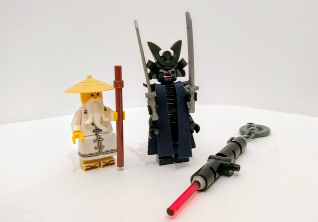 Master Wu and Garmadon minfigures from Ninjago Mech Dragon 70612 set